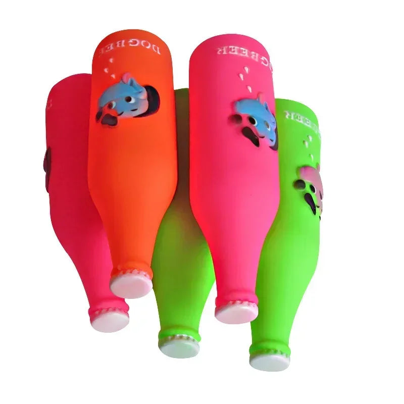 Pet Chew Squeaky Toys Silicone Beer Bottle