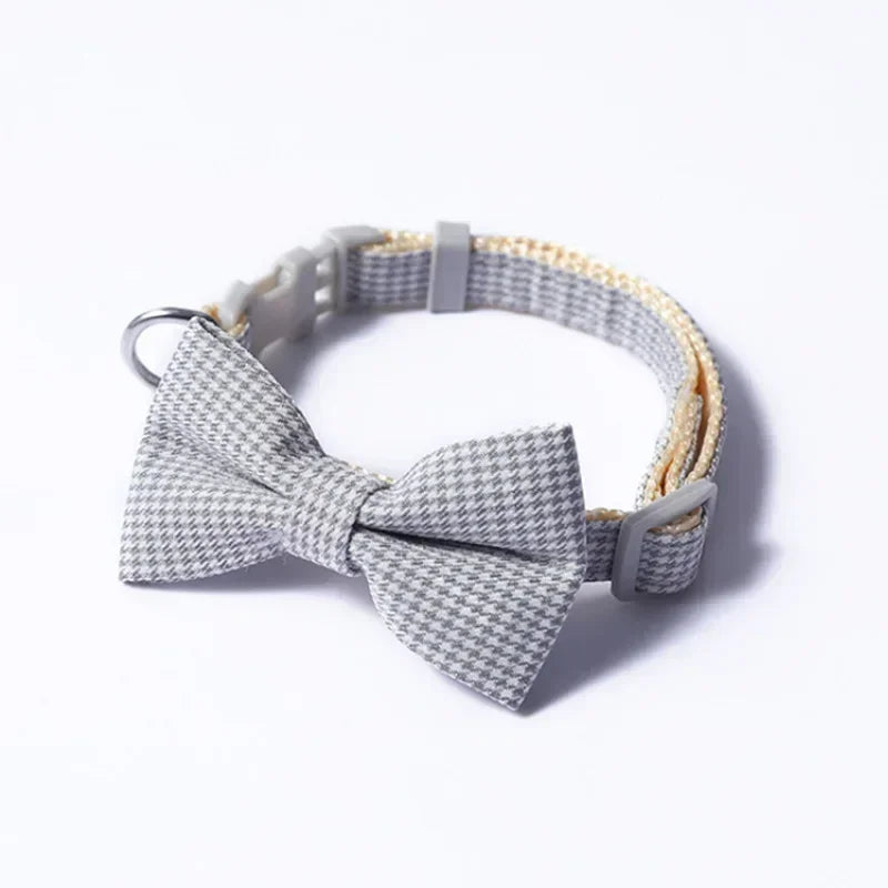 Bow Plaid Collar For Dogs And Cats