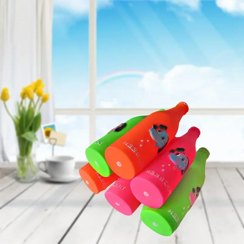 Pet Chew Squeaky Toys Silicone Beer Bottle