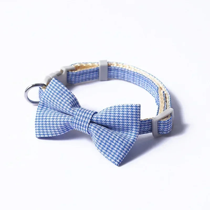 Bow Plaid Collar For Dogs And Cats
