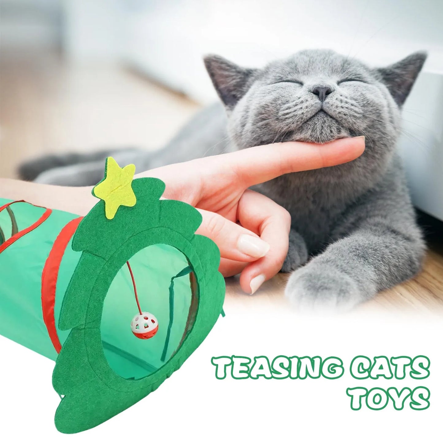 Pet Christmas Tunnel Including Catnip Toys