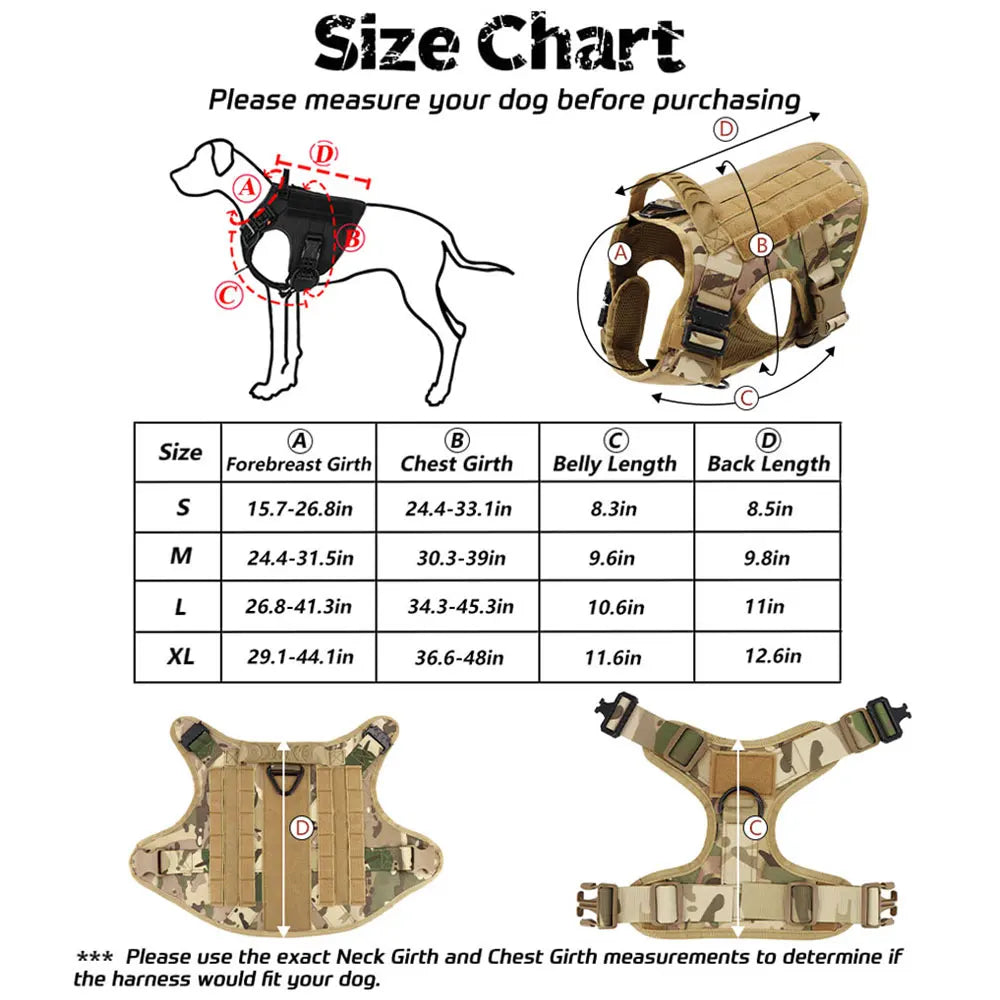 Dog Harness Collar Military Dog Tactical Training