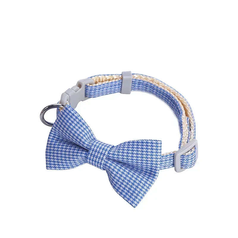Bow Plaid Collar For Dogs And Cats