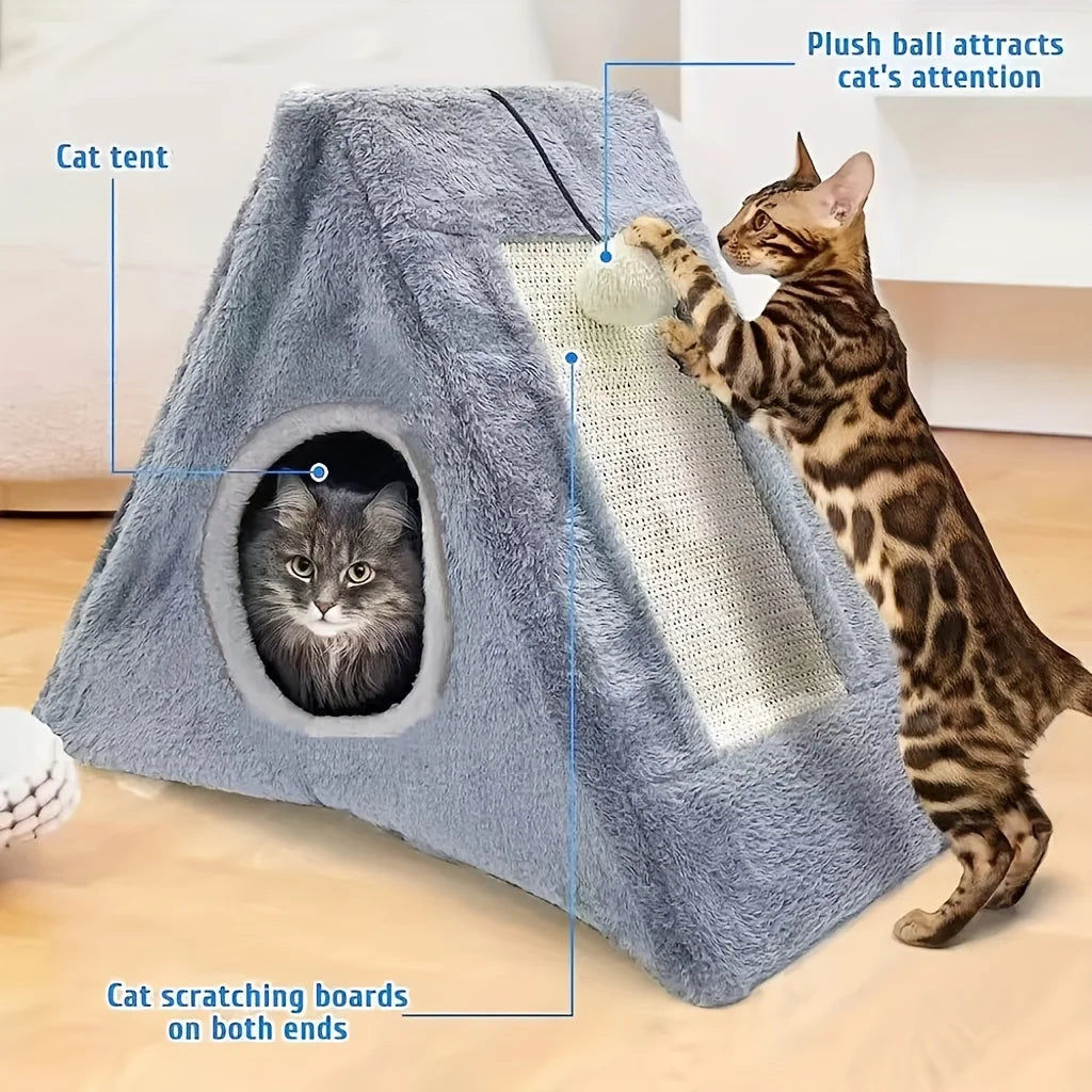 Cat Pet Bed Plush Toy Scratching Post