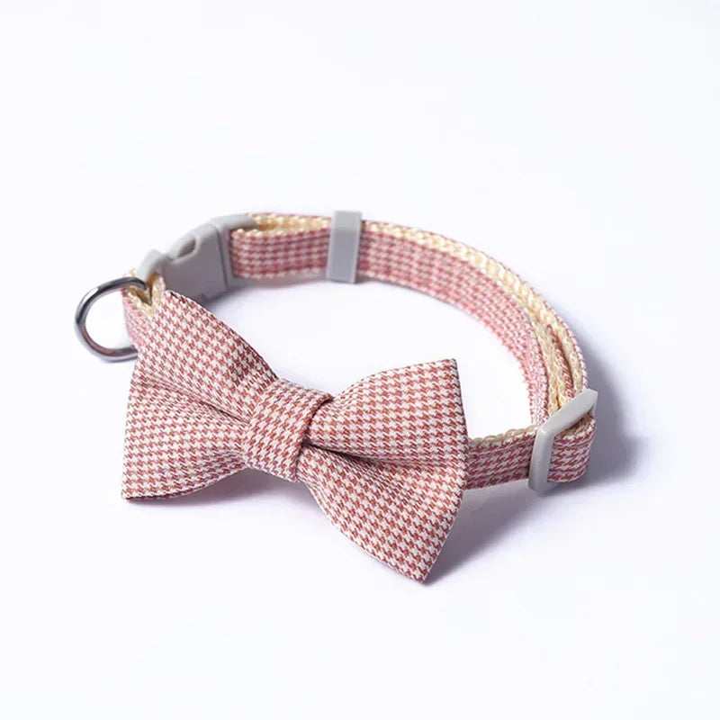 Bow Plaid Collar For Dogs And Cats