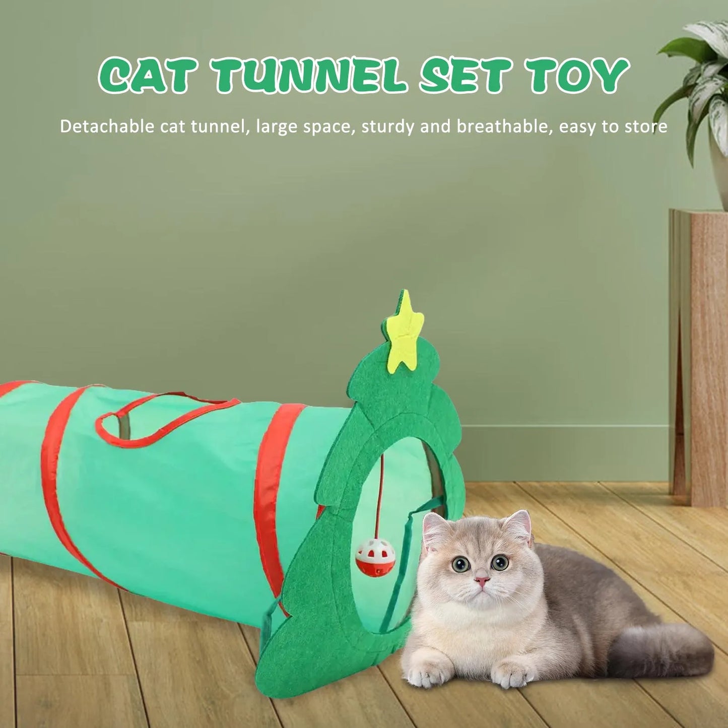 Pet Christmas Tunnel Including Catnip Toys