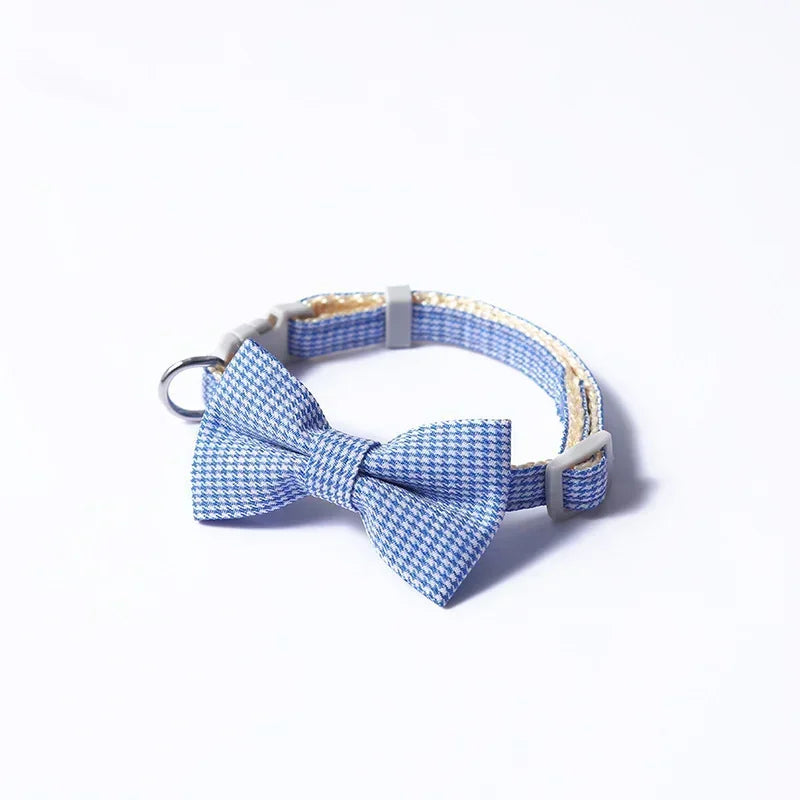 Bow Plaid Collar For Dogs And Cats