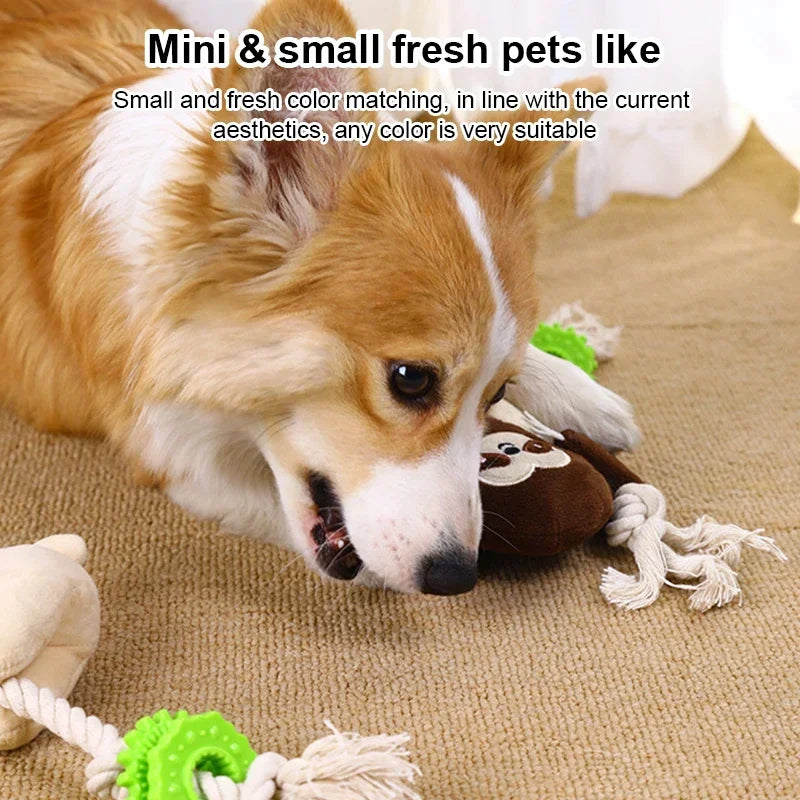 Plush Cotton Rope Squeaky Interative Toys