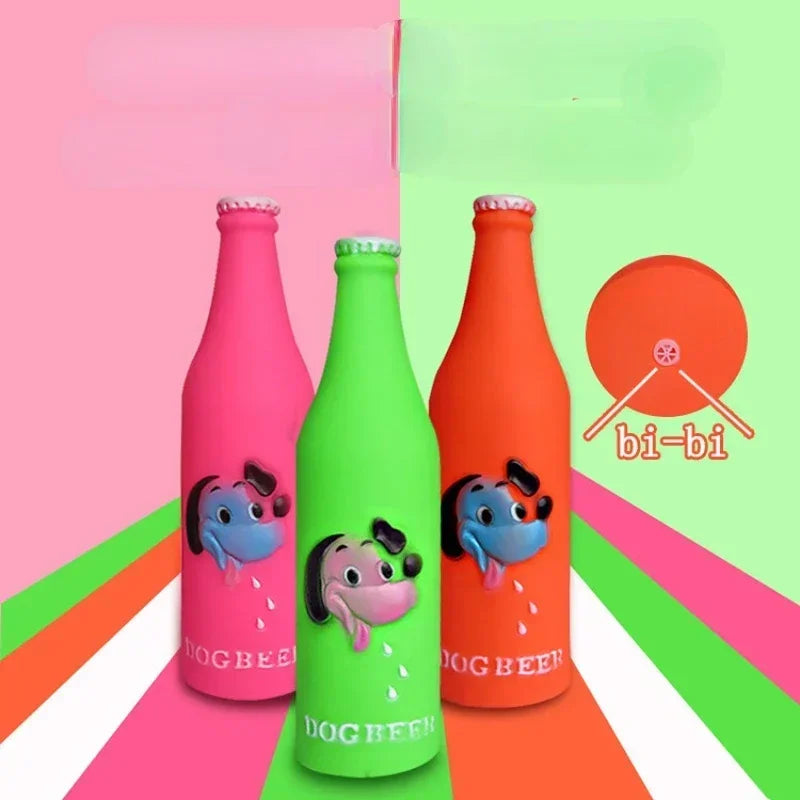 Pet Chew Squeaky Toys Silicone Beer Bottle