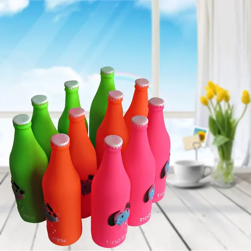 Pet Chew Squeaky Toys Silicone Beer Bottle