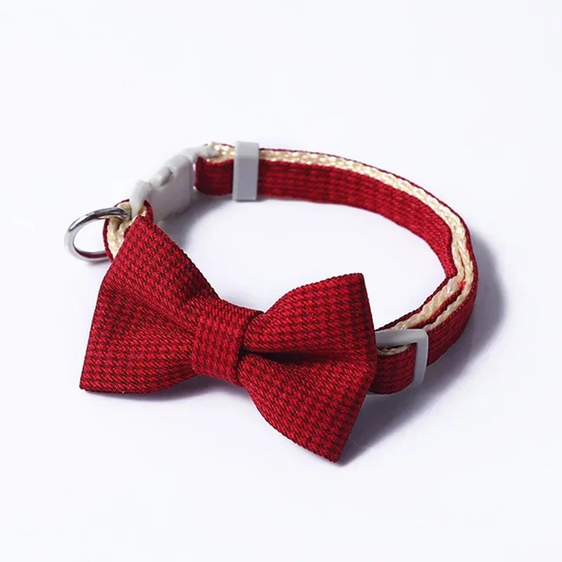 Bow Plaid Collar For Dogs And Cats