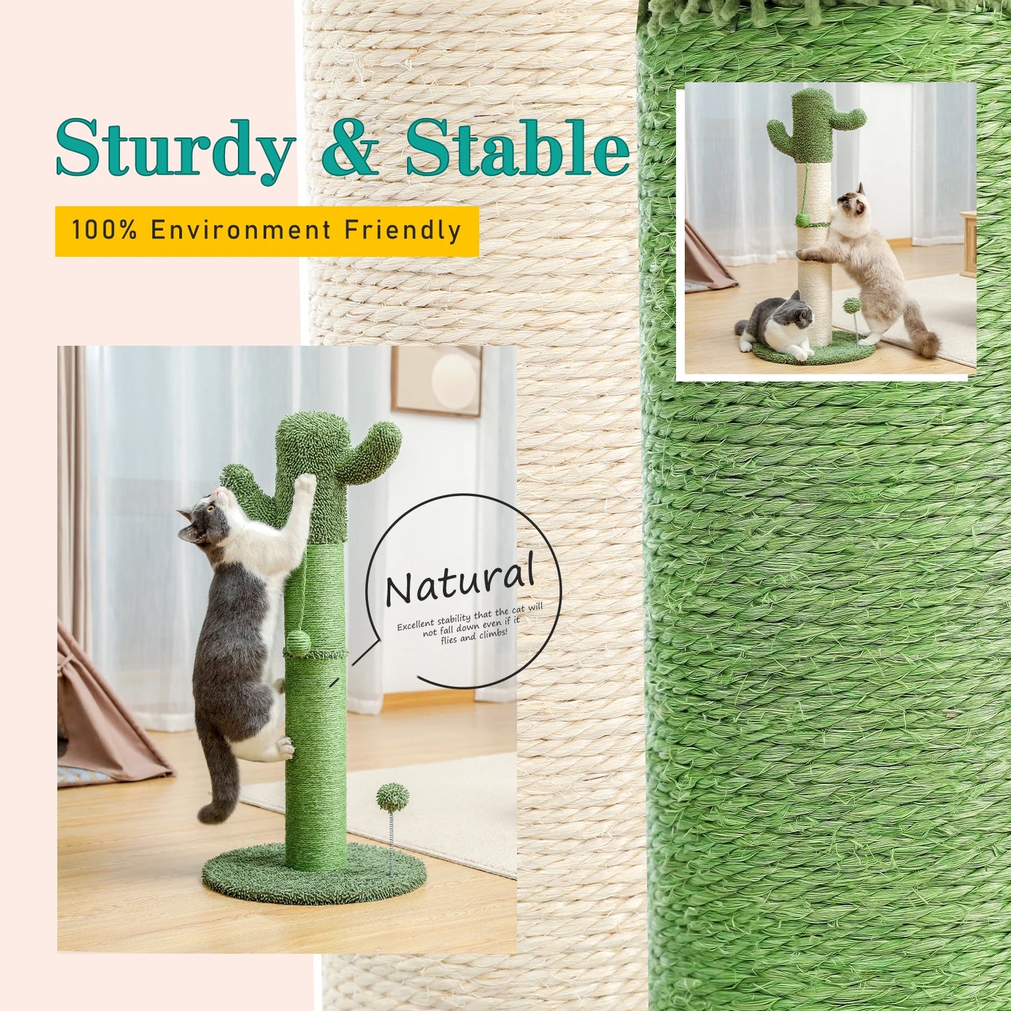 Pet Cactus Cat Tree Toy Scratching Post