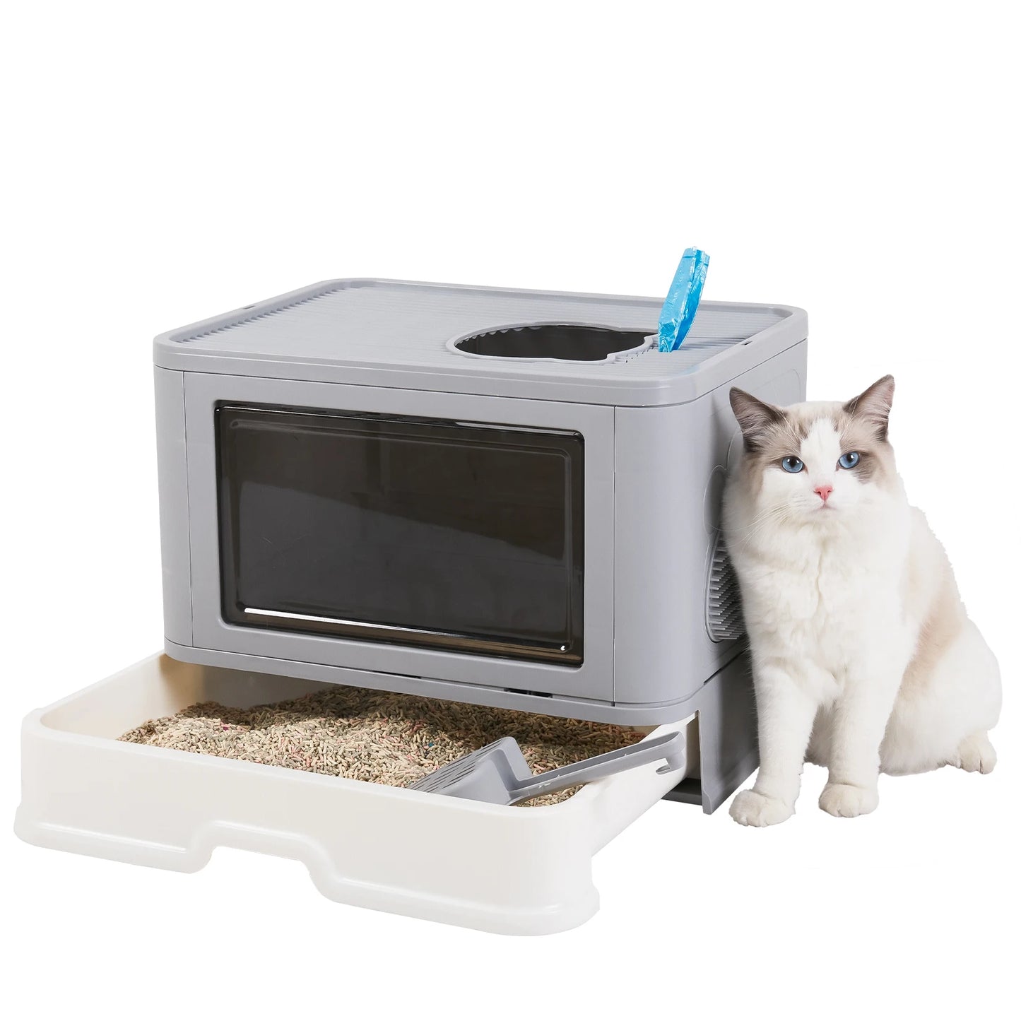 Foldable Cat Litter Box Front Entry