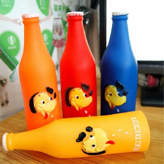 Pet Chew Squeaky Toys Silicone Beer Bottle