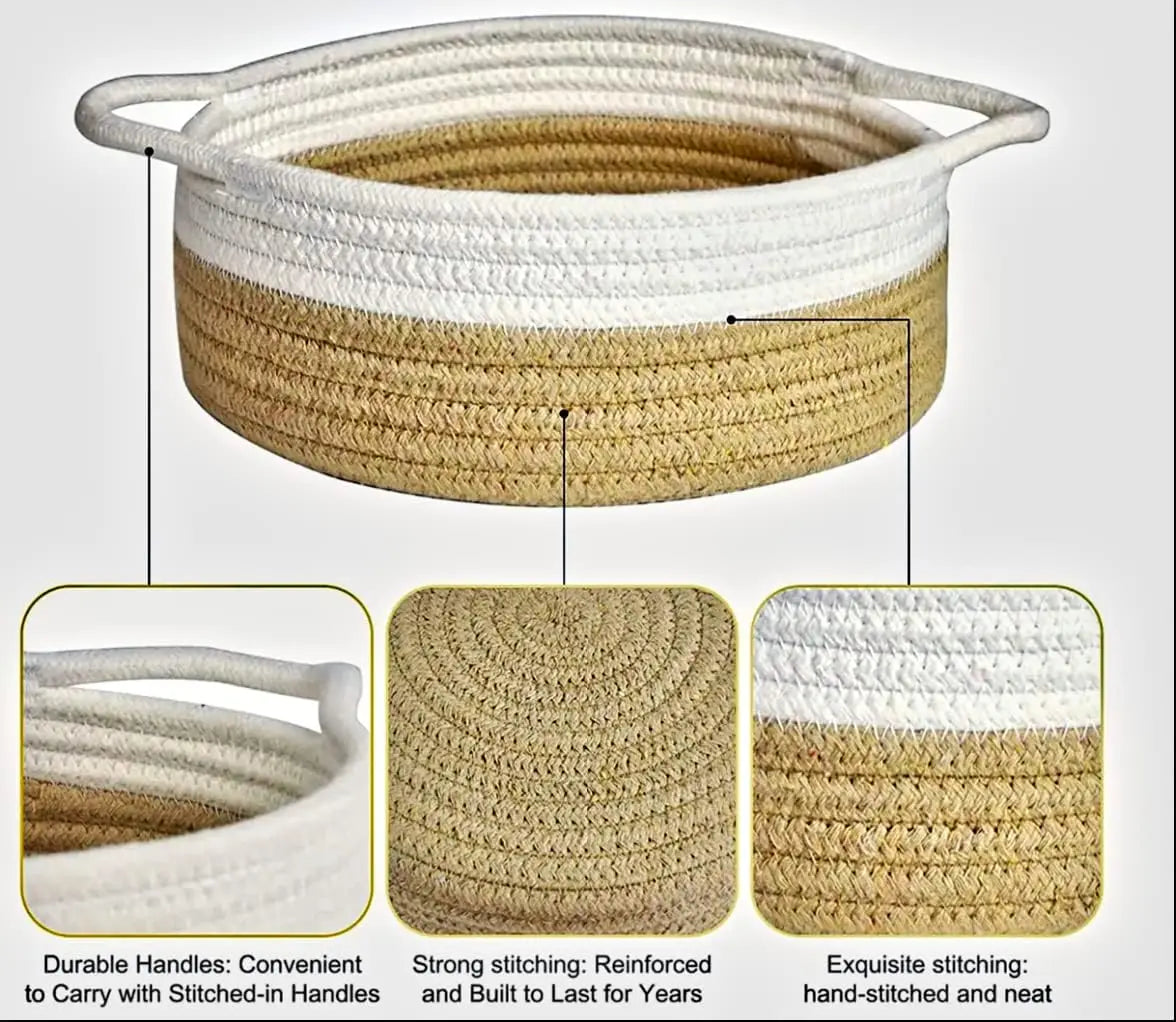 Five Piece Cotton Round Rope Baskets