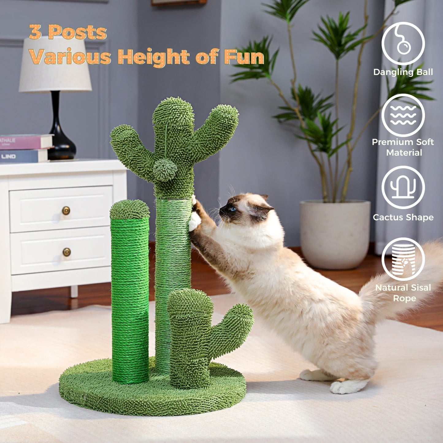 Pet Cactus Cat Tree Toy Scratching Post