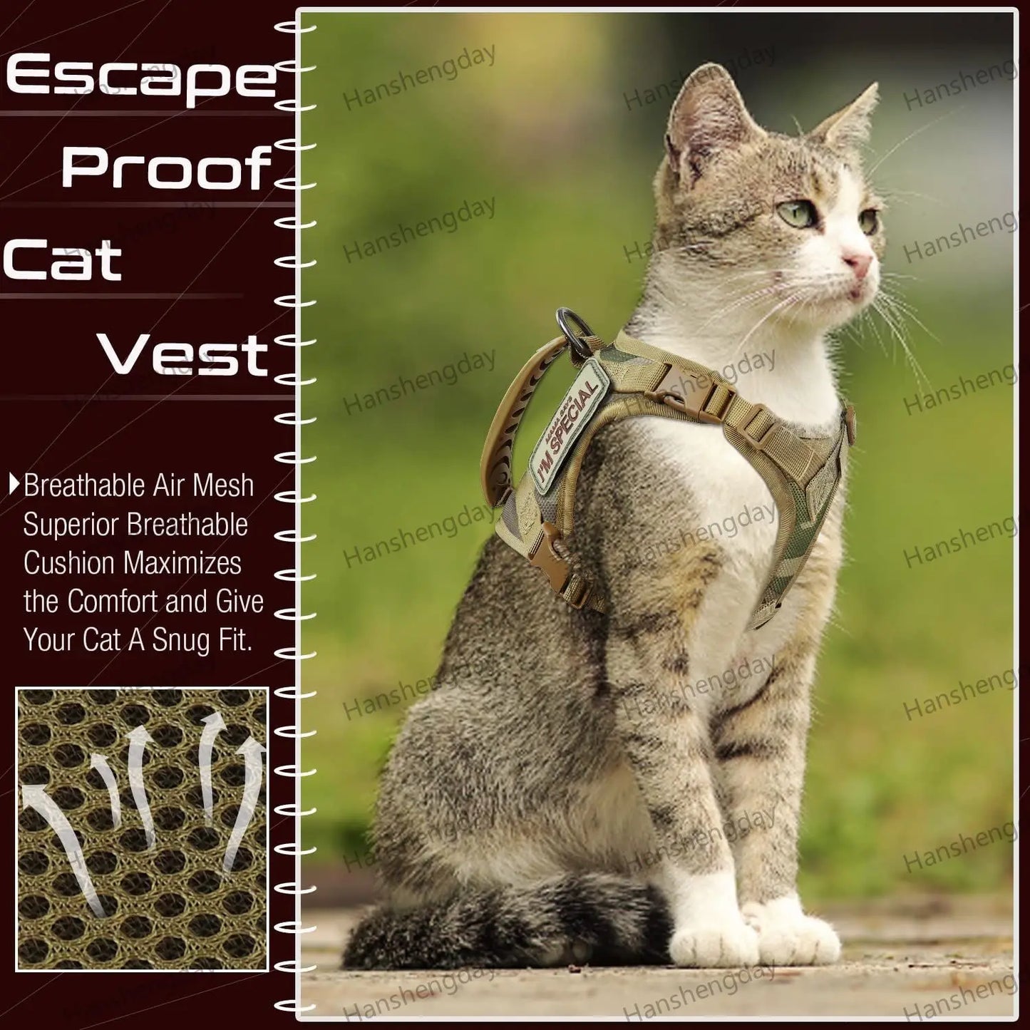 Adjustable Tactical Cat Harness Set