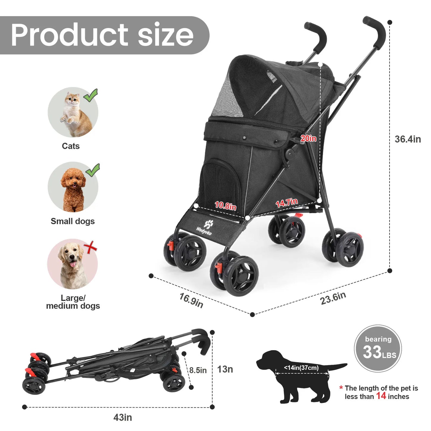 Pet Stroller For Dogs and Cats
