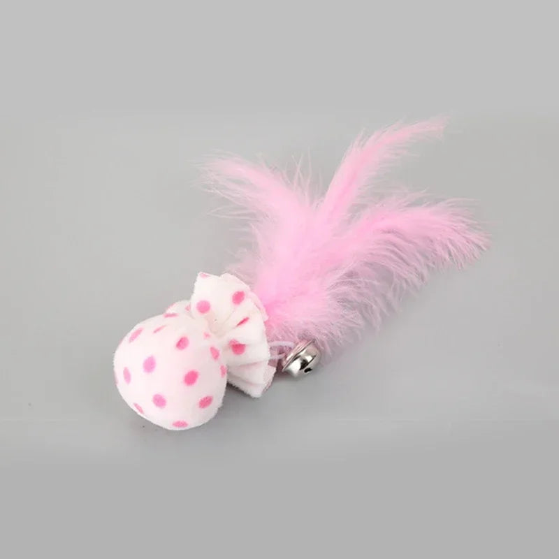 Pet Cat Toy Plush Ball With Feathers