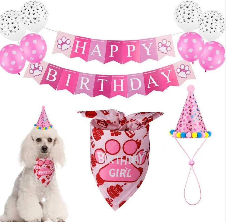 Pet Birthday Decorations And Bandana Hat Supplies