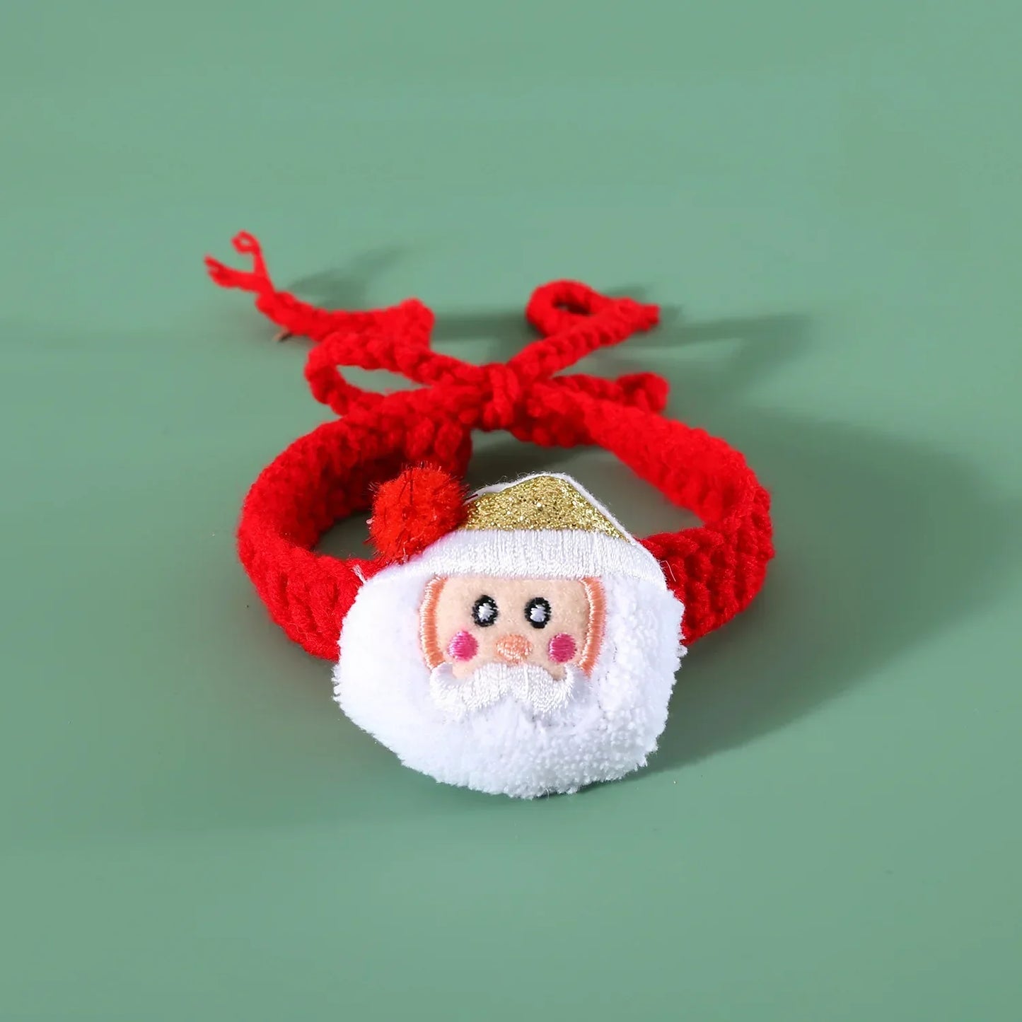 Santa Claus Pattern Pet Bow Bell Collar