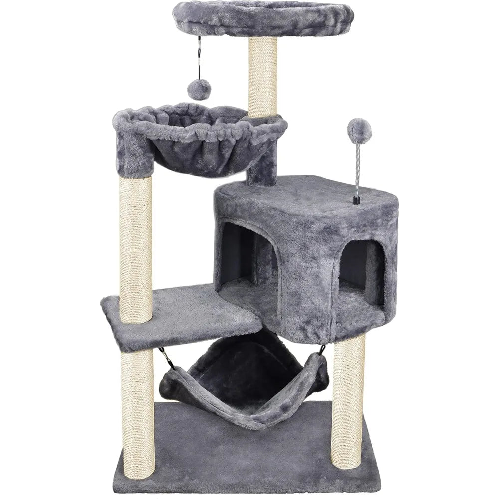 Pet Cat Tree With Cat Condo Hammock