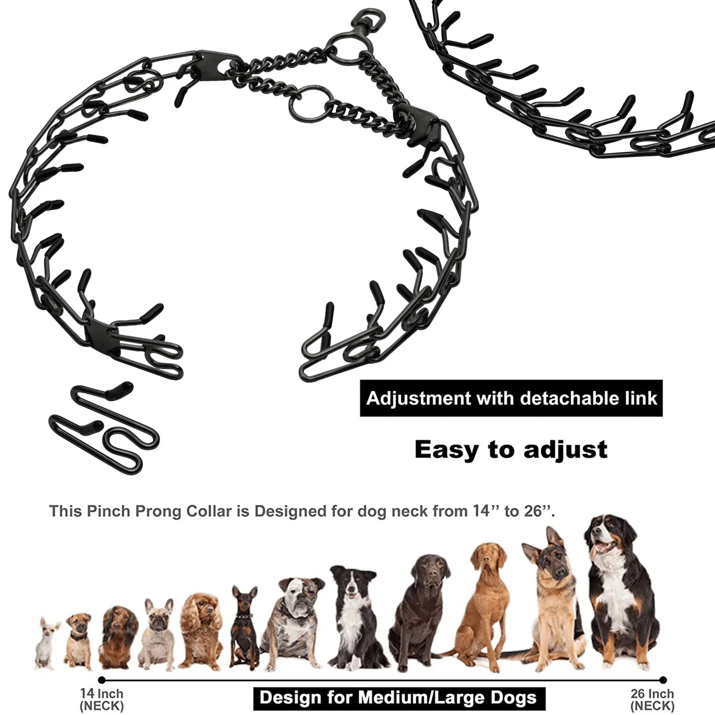 Metal Dog Training Prong Collar Spike Necklace