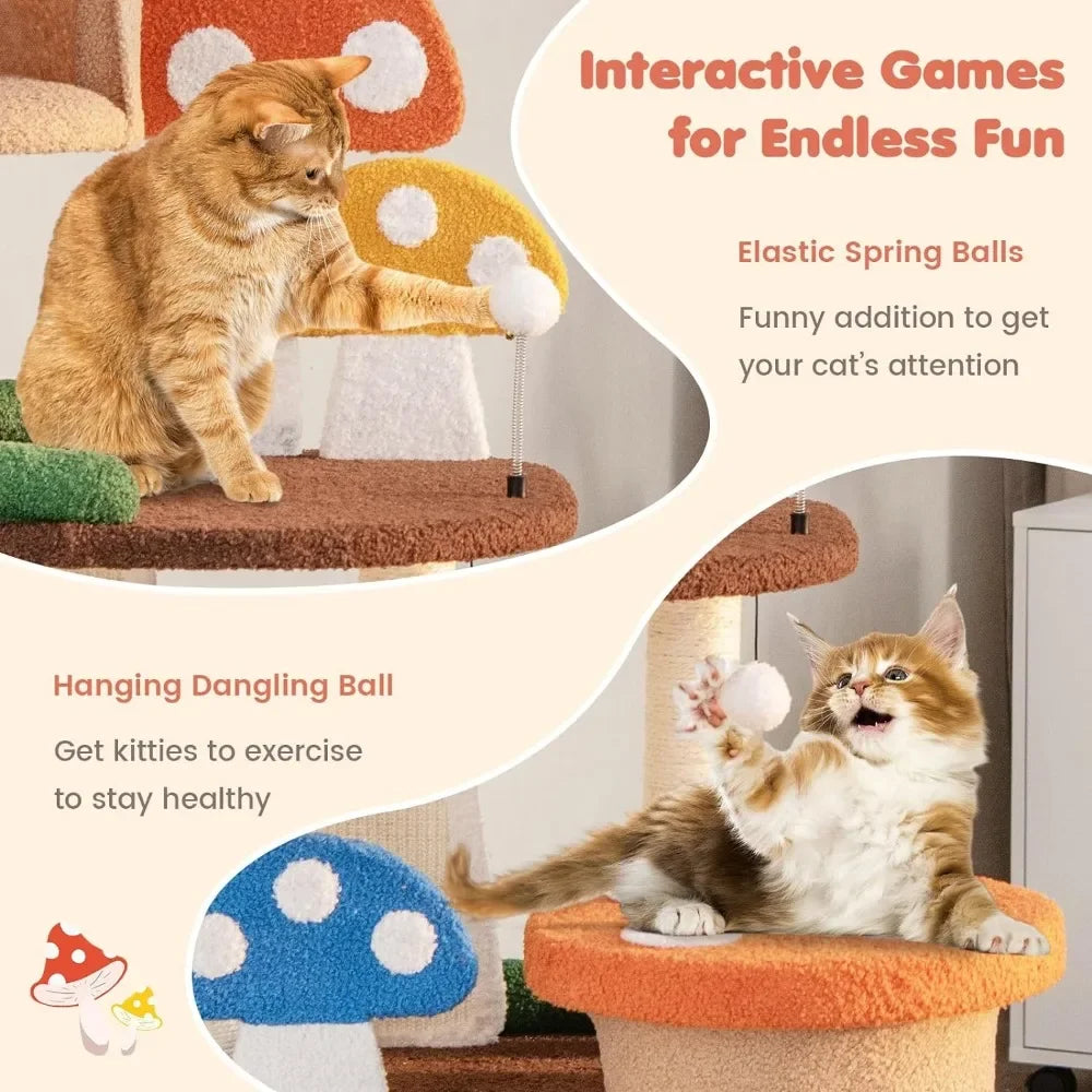 Pet Mushroom Cat Tree Tower Scratching Posts