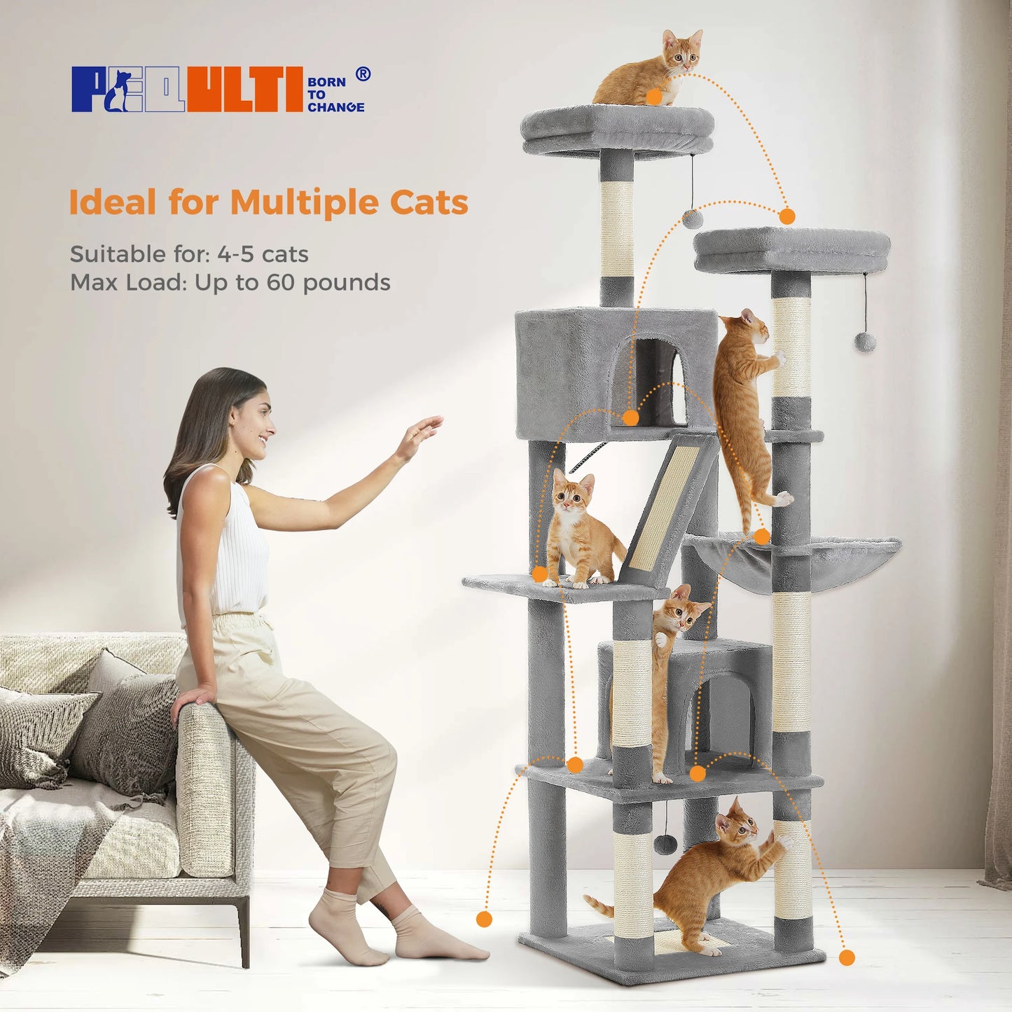 Cat Tree Tower With Scratching Posts