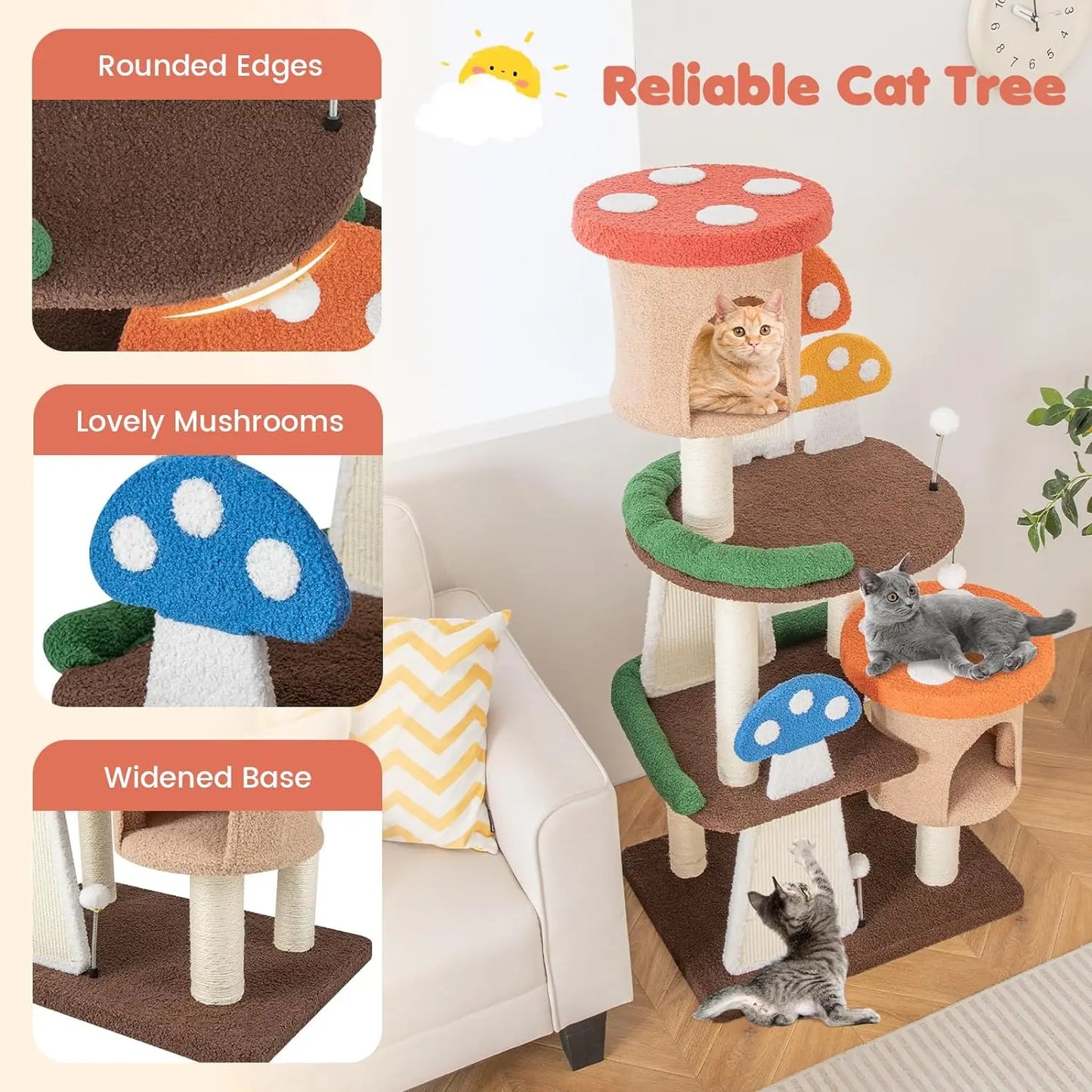 Pet Mushroom Cat Tree Tower Scratching Posts