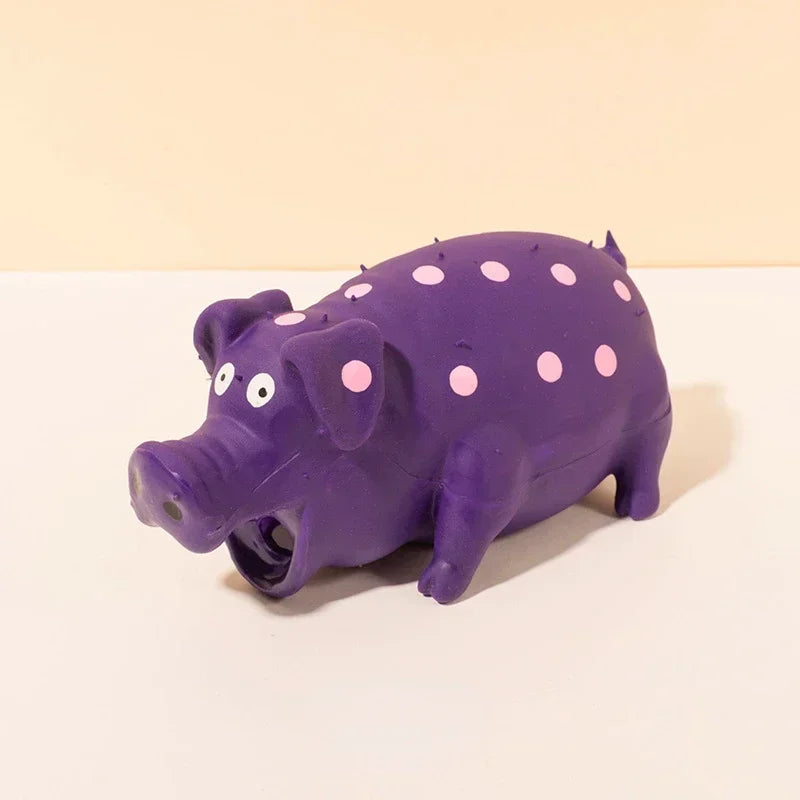 Squeaky Pig Dog Toy Durable Rubber