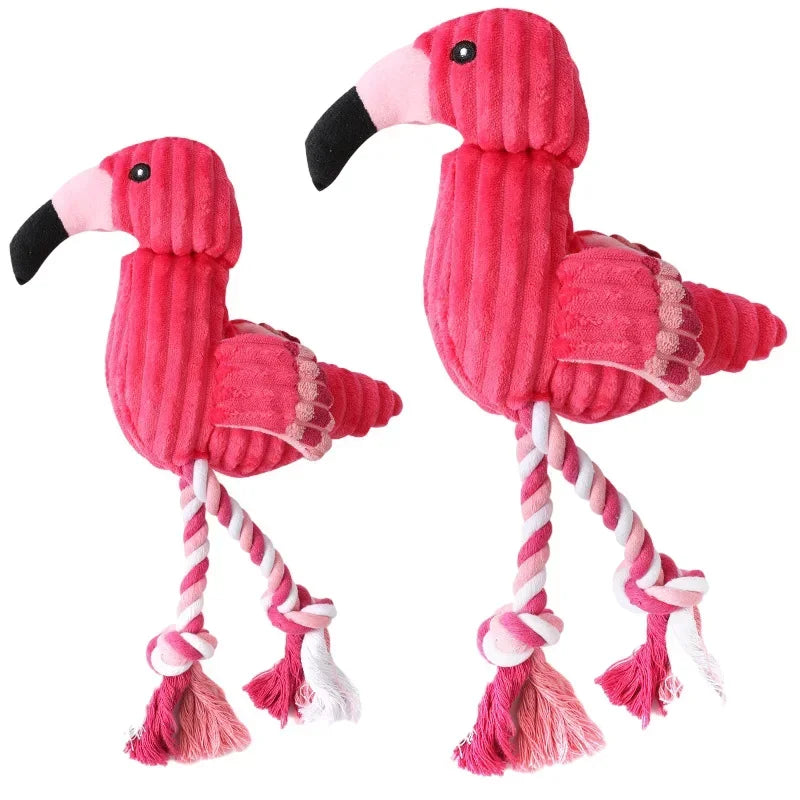 Flamingo Plush Interactive Squeaky Chew Ropes