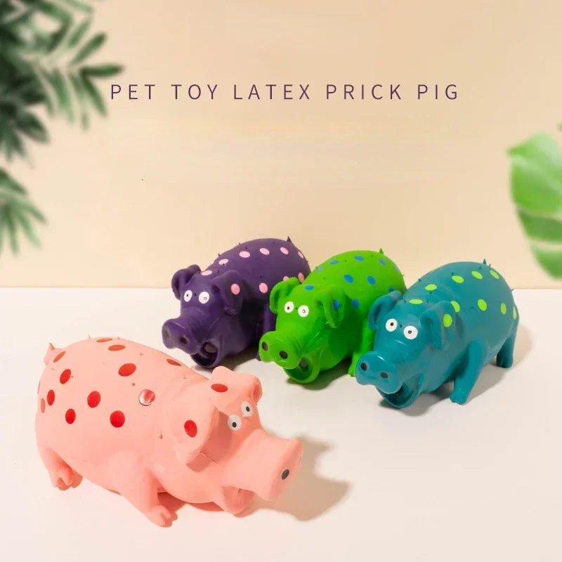 Squeaky Pig Dog Toy Durable Rubber