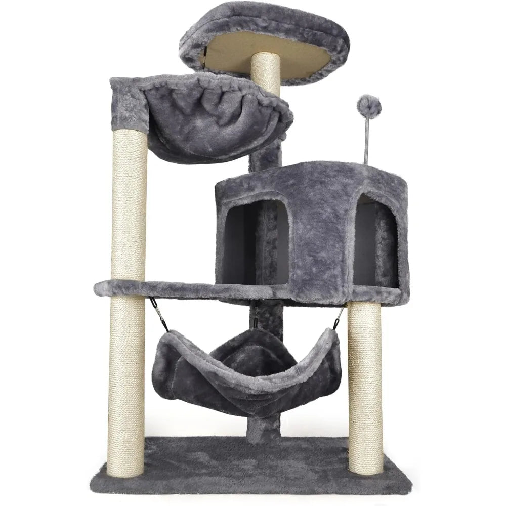 Pet Cat Tree With Cat Condo Hammock