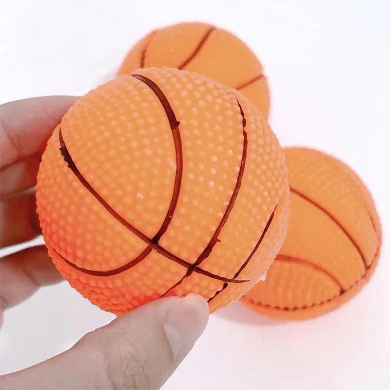 Rubber Basketball Squeaky Interactive Training Toy