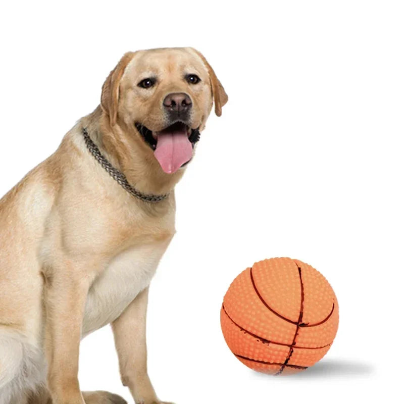 Rubber Basketball Squeaky Interactive Training Toy