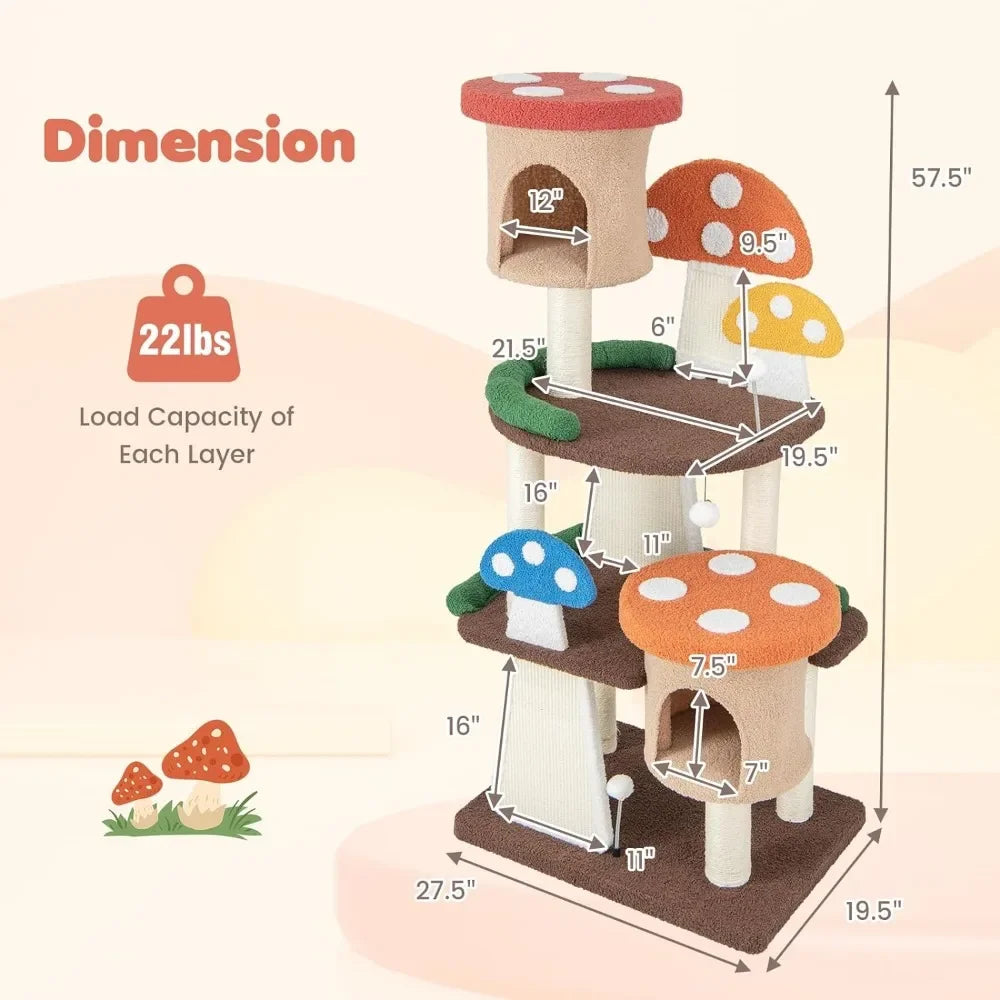 Pet Mushroom Cat Tree Tower Scratching Posts