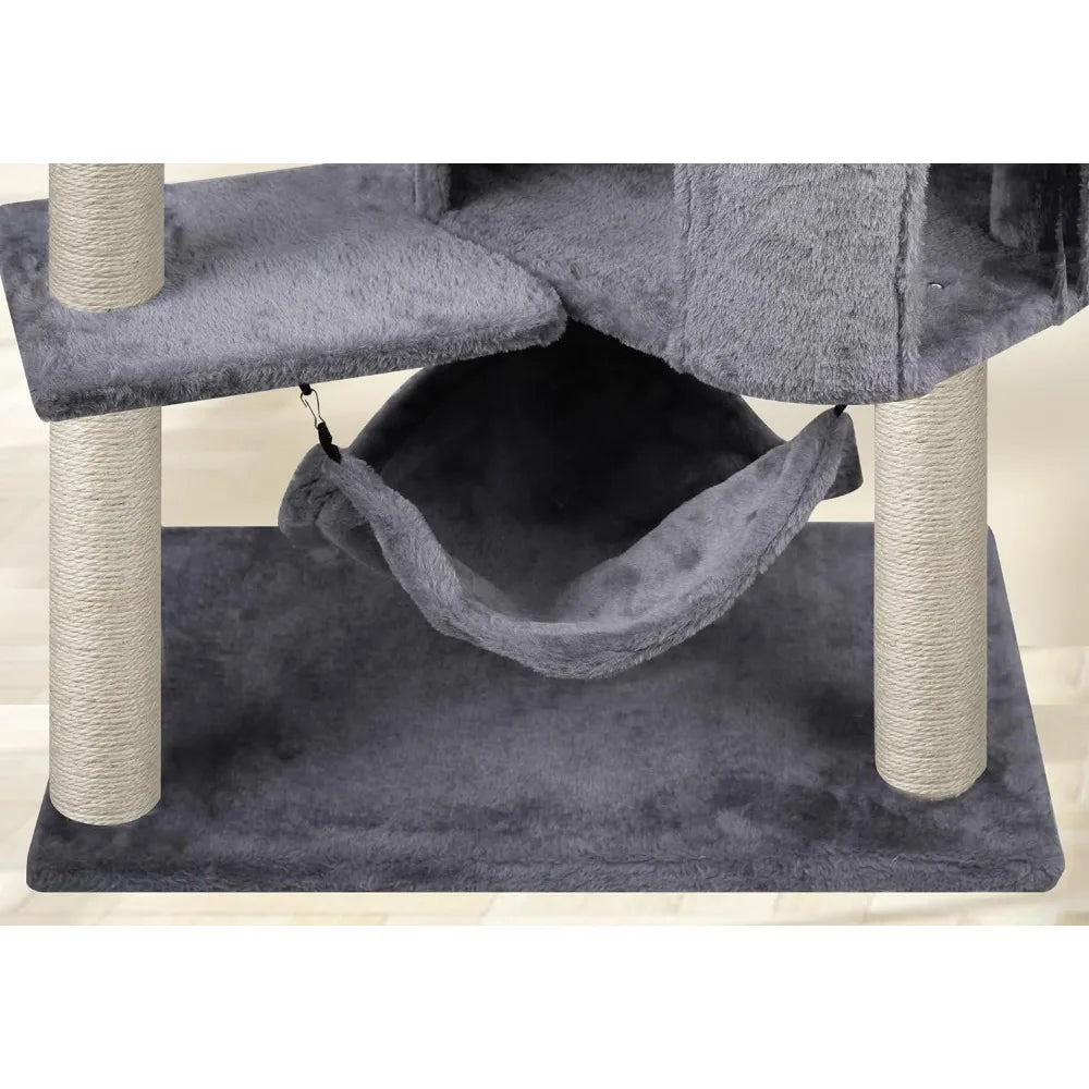 Pet Cat Tree With Cat Condo Hammock