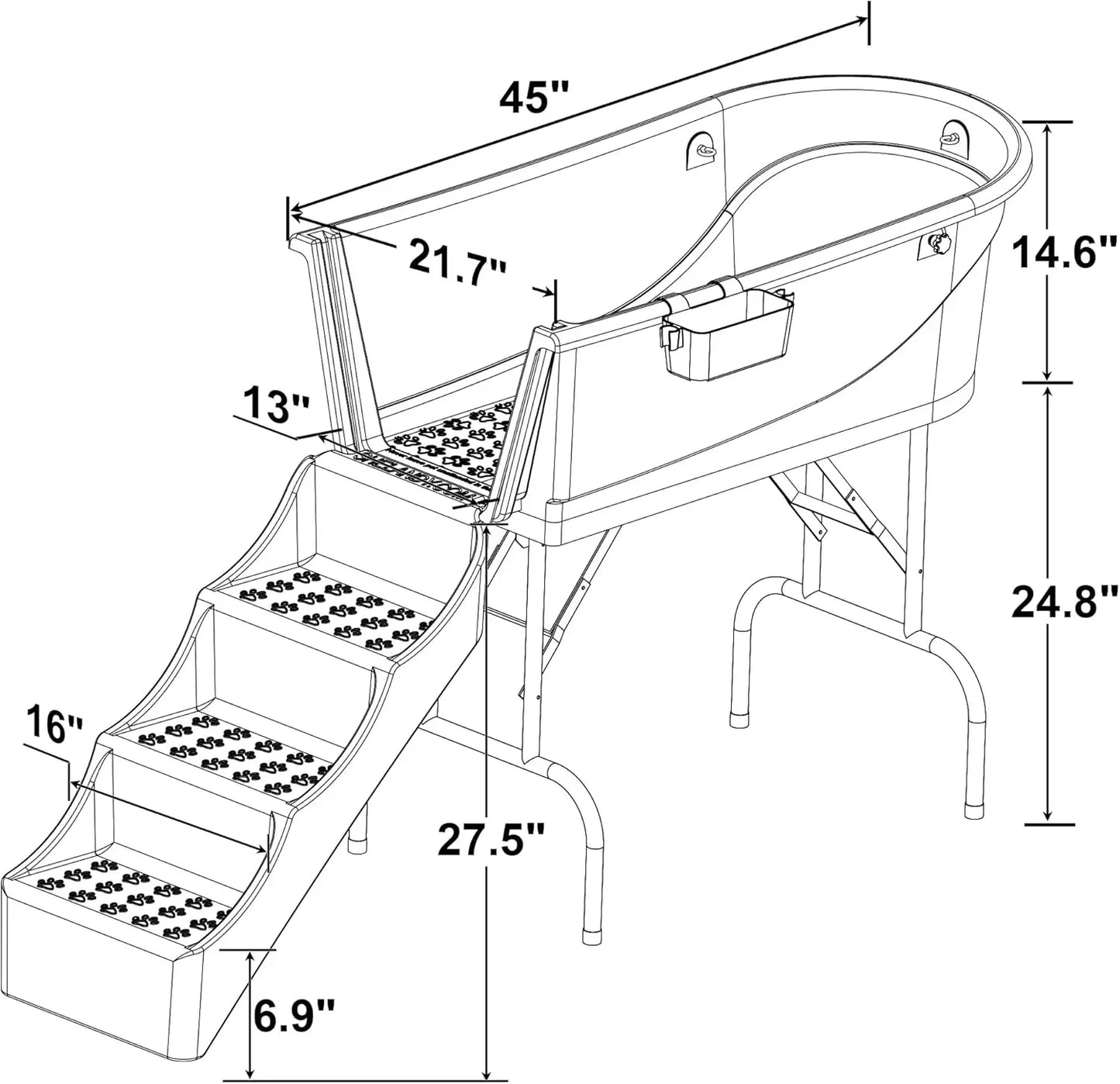 45" Pet Grooming Bathtub Dog Wash Station