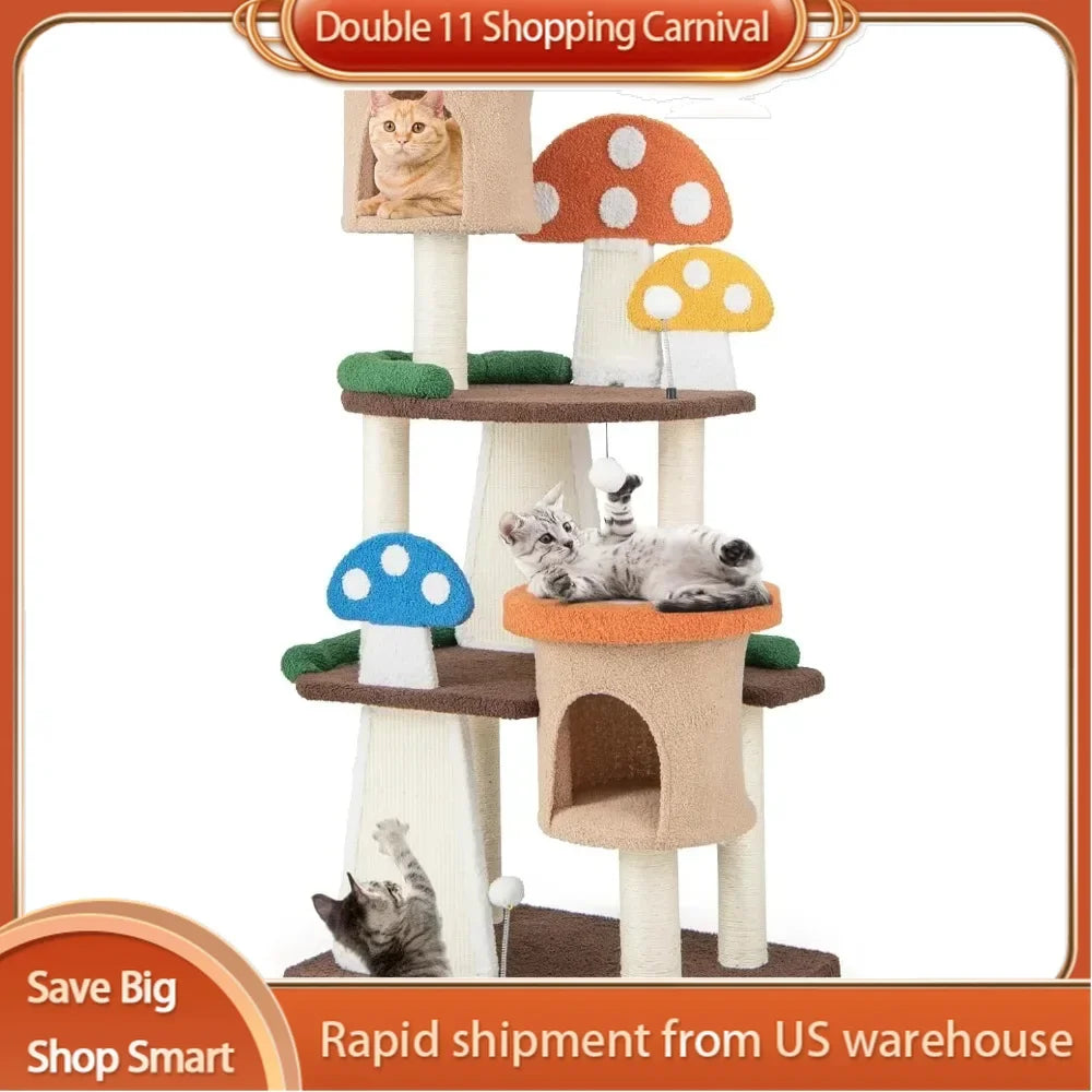 Pet Mushroom Cat Tree Tower Scratching Posts