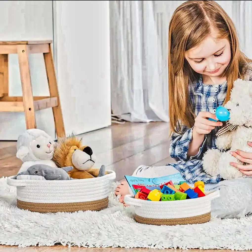 Five Piece Cotton Round Rope Baskets