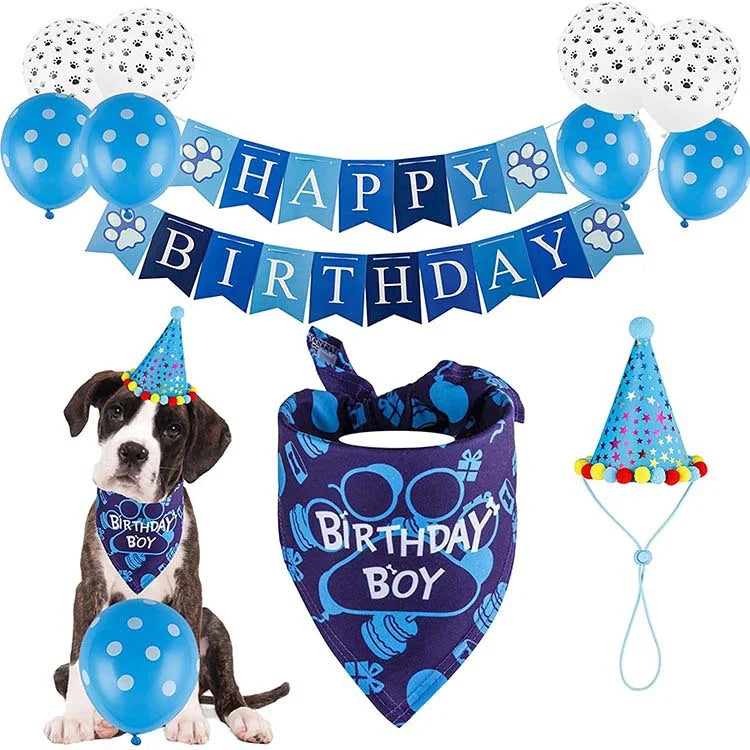 Pet Birthday Decorations And Bandana Hat Supplies