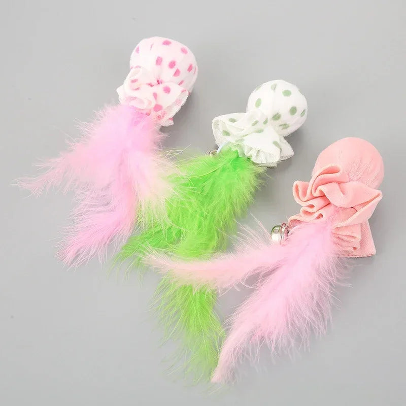 Pet Cat Toy Plush Ball With Feathers