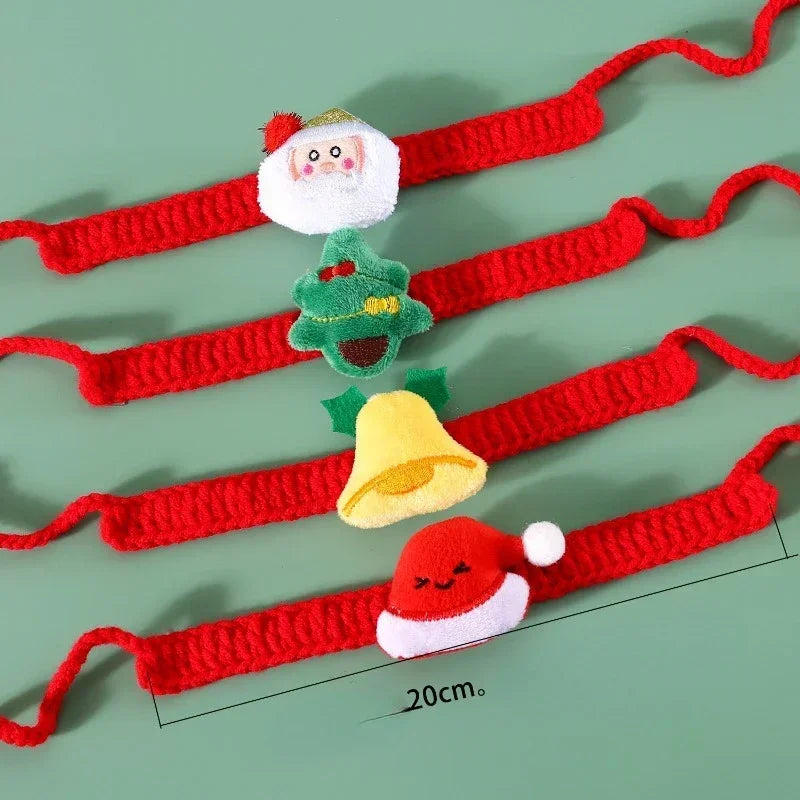 Santa Claus Pattern Pet Bow Bell Collar