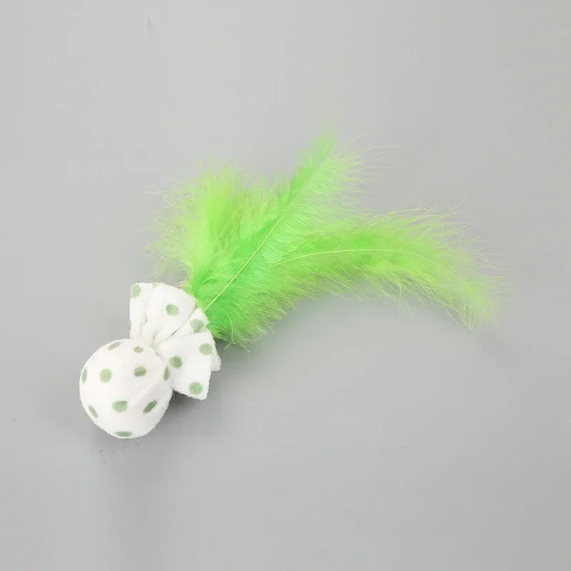 Pet Cat Toy Plush Ball With Feathers