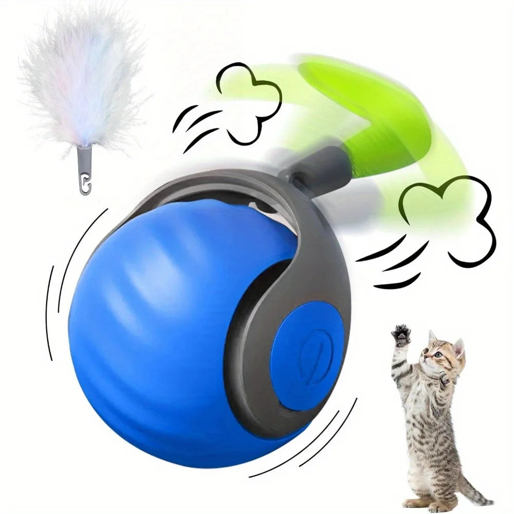 Interactive Cat Ball Toy With Feather