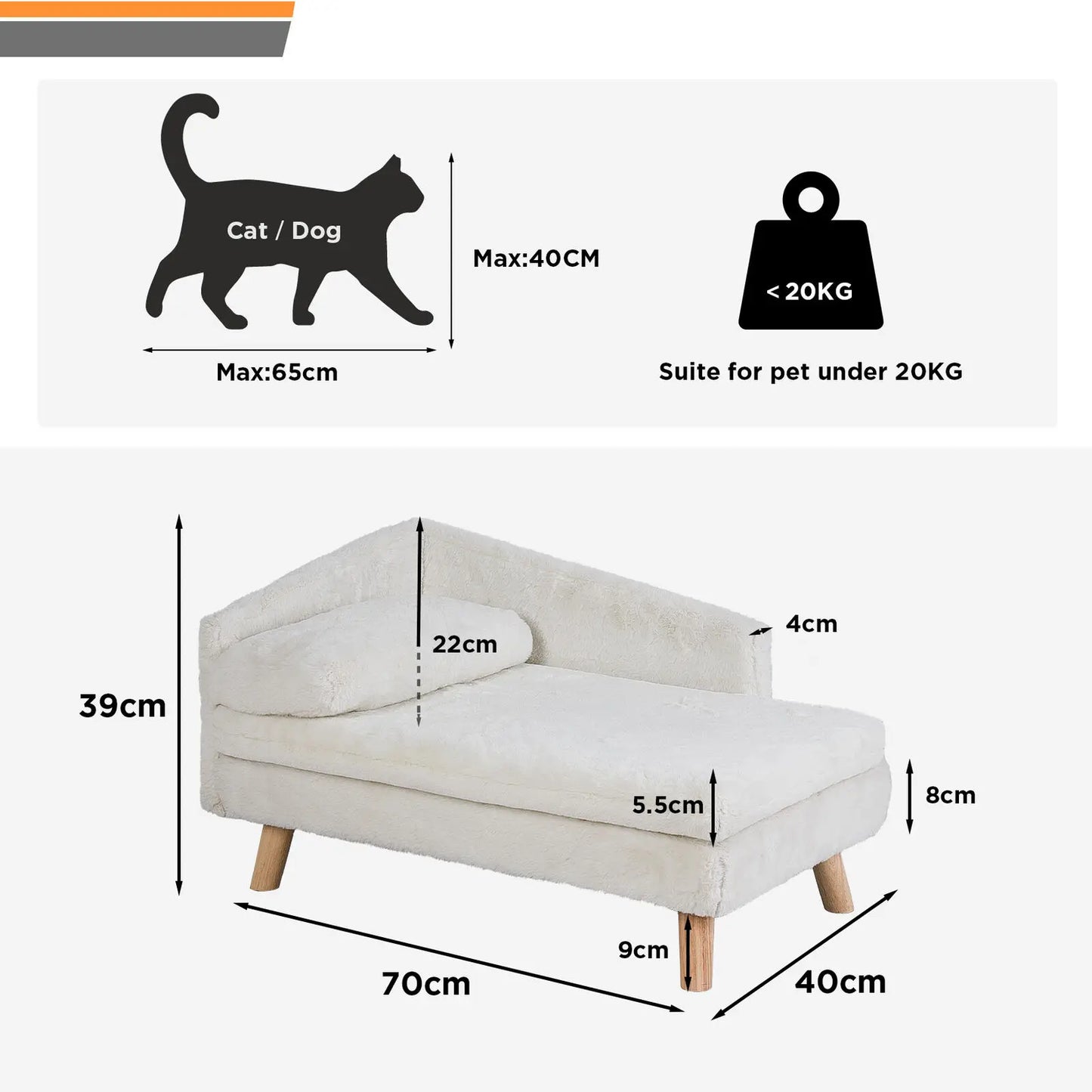 Pet Bed Elevated Solid Wood Leg