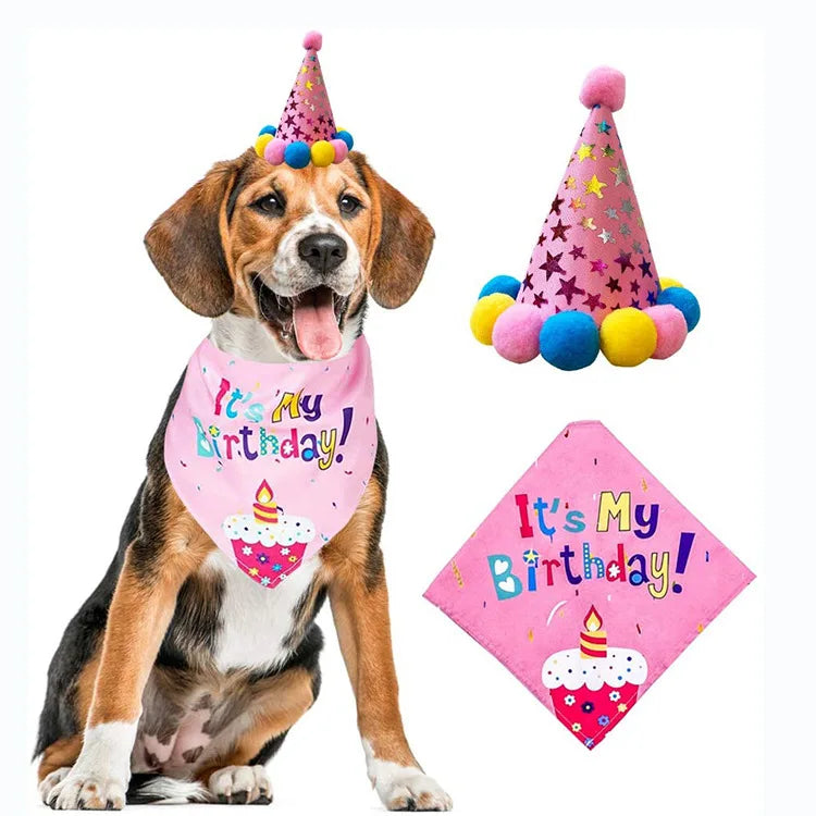 Pet Birthday Decorations And Bandana Hat Supplies