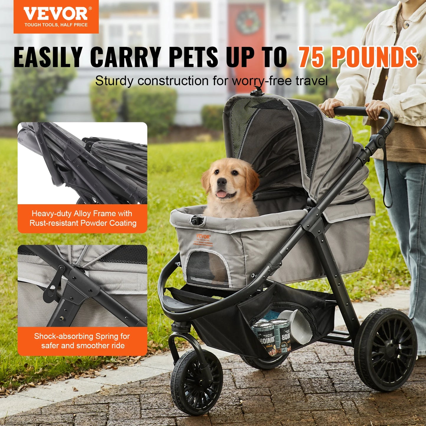 Pet Stroller Dog Cat Lightweight Travel