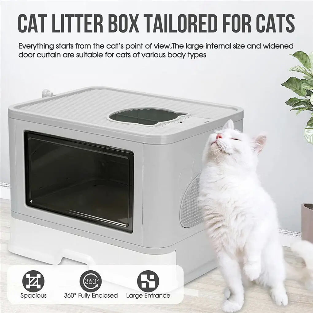 Foldable Cat Litter Box Front Entry